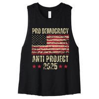 Pro Democracy Anti Project 2025 Stop Project 2025 Anti Trump Women's Racerback Cropped Tank