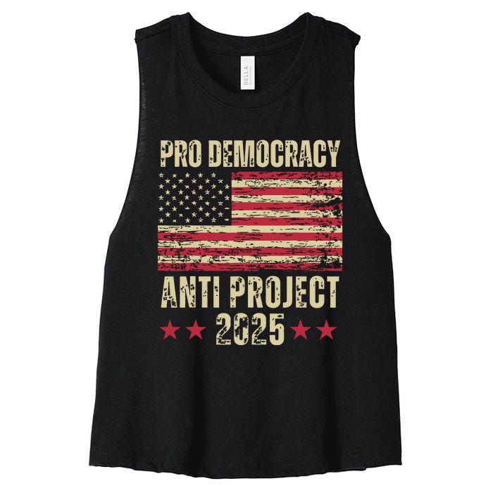 Pro Democracy Anti Project 2025 Stop Project 2025 Anti Trump Women's Racerback Cropped Tank