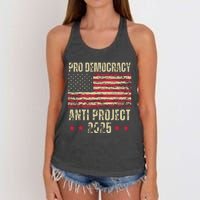 Pro Democracy Anti Project 2025 Stop Project 2025 Anti Trump Women's Knotted Racerback Tank