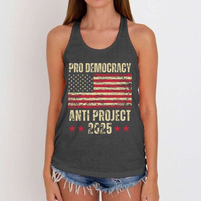 Pro Democracy Anti Project 2025 Stop Project 2025 Anti Trump Women's Knotted Racerback Tank