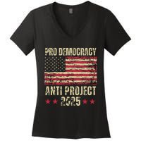 Pro Democracy Anti Project 2025 Stop Project 2025 Anti Trump Women's V-Neck T-Shirt