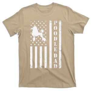 Poodle Dad American Flag Poodle Owner Daddy Patriot Dog T-Shirt