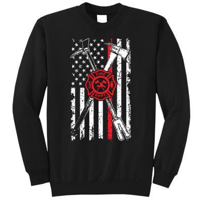 Patriotic Design Axe Halligan Thin Line Red Firefighter Sweatshirt