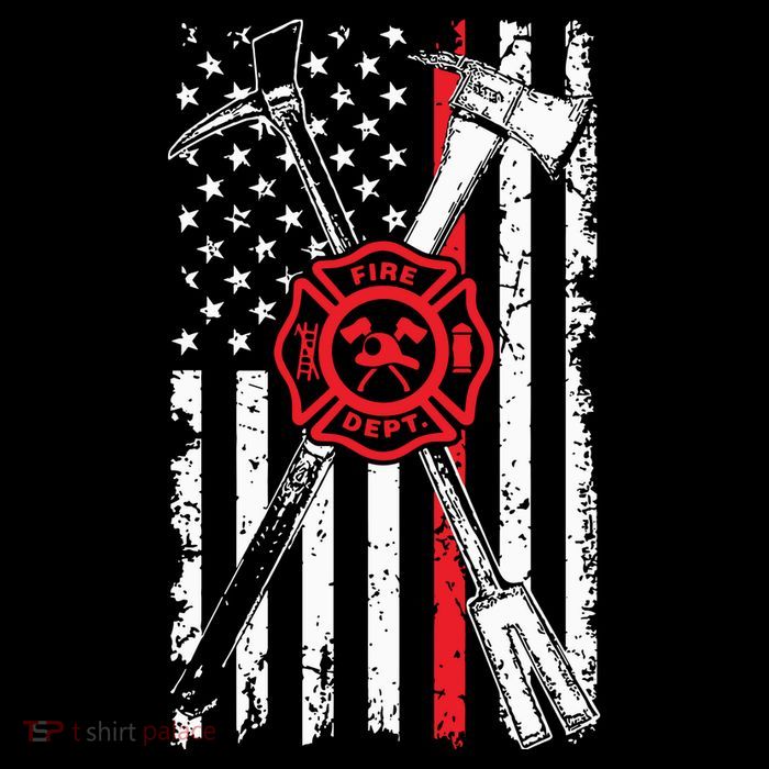 Patriotic Design Axe Halligan Thin Line Red Firefighter T-Shirt