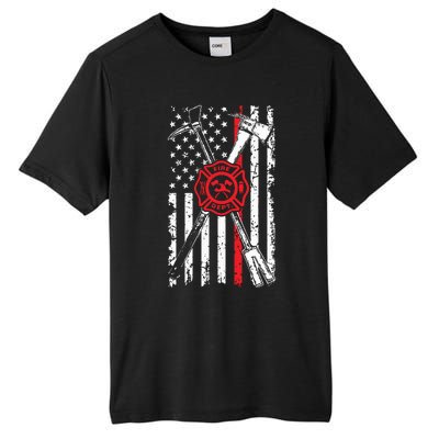 Patriotic Design Axe Halligan Thin Line Red Firefighter Tall Fusion ChromaSoft Performance T-Shirt