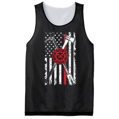 Patriotic Design Axe Halligan Thin Line Red Firefighter Mesh Reversible Basketball Jersey Tank