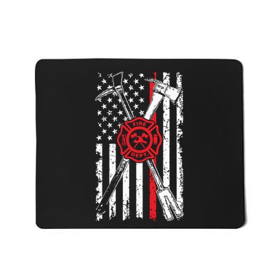 Patriotic Design Axe Halligan Thin Line Red Firefighter Mousepad