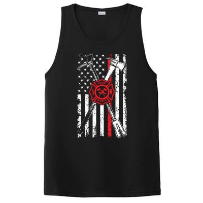 Patriotic Design Axe Halligan Thin Line Red Firefighter PosiCharge Competitor Tank