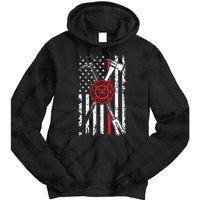 Patriotic Design Axe Halligan Thin Line Red Firefighter Tie Dye Hoodie