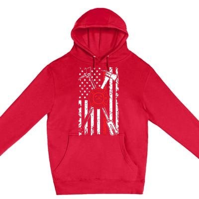 Patriotic Design Axe Halligan Thin Line Red Firefighter Premium Pullover Hoodie