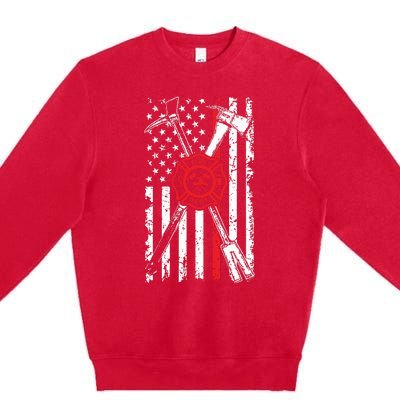 Patriotic Design Axe Halligan Thin Line Red Firefighter Premium Crewneck Sweatshirt