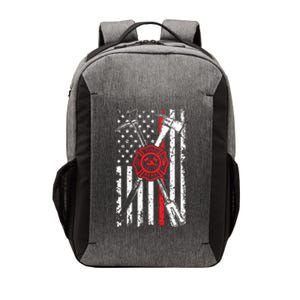 Patriotic Design Axe Halligan Thin Line Red Firefighter Vector Backpack