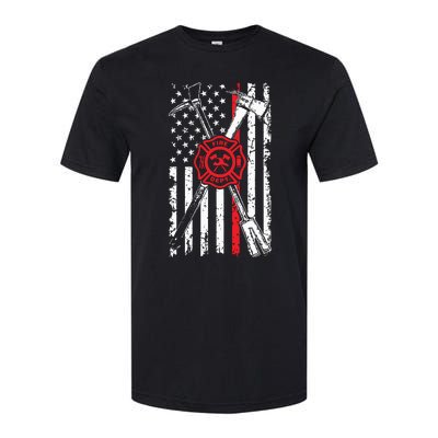 Patriotic Design Axe Halligan Thin Line Red Firefighter Softstyle CVC T-Shirt