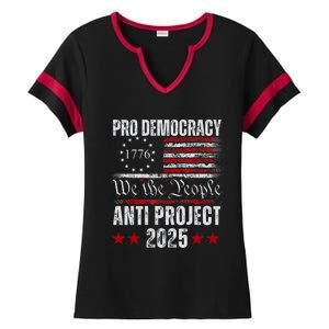 Pro Democracy Anti Project 2025 Stop Project 2025 Anti Trump Ladies Halftime Notch Neck Tee