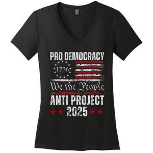 Pro Democracy Anti Project 2025 Stop Project 2025 Anti Trump Women's V-Neck T-Shirt