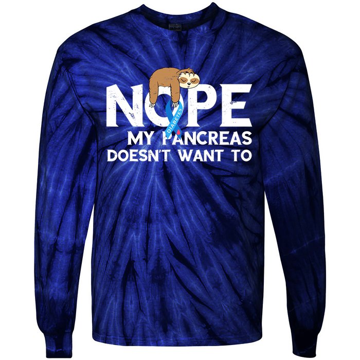 Pancreas Diabetes Awareness Blood Sugar Diabetic Sloth T1D Tie-Dye Long Sleeve Shirt