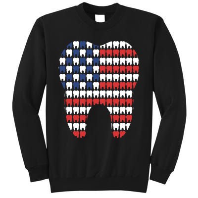 Patriotic Dentist American Flag Tooth 4th Of July Women Sweatshirt