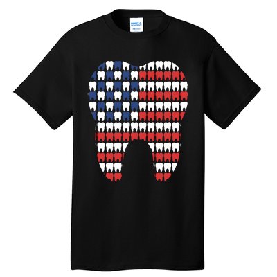 Patriotic Dentist American Flag Tooth 4th Of July Women Tall T-Shirt