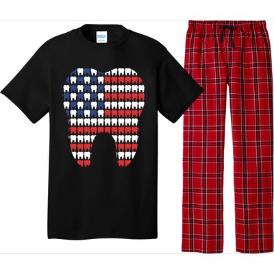 Patriotic Dentist American Flag Tooth 4th Of July Women Pajama Set