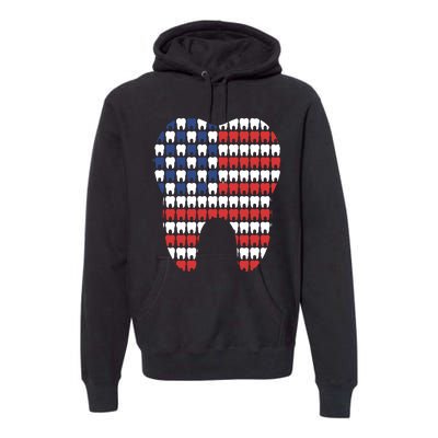 Patriotic Dentist American Flag Tooth 4th Of July Women Premium Hoodie