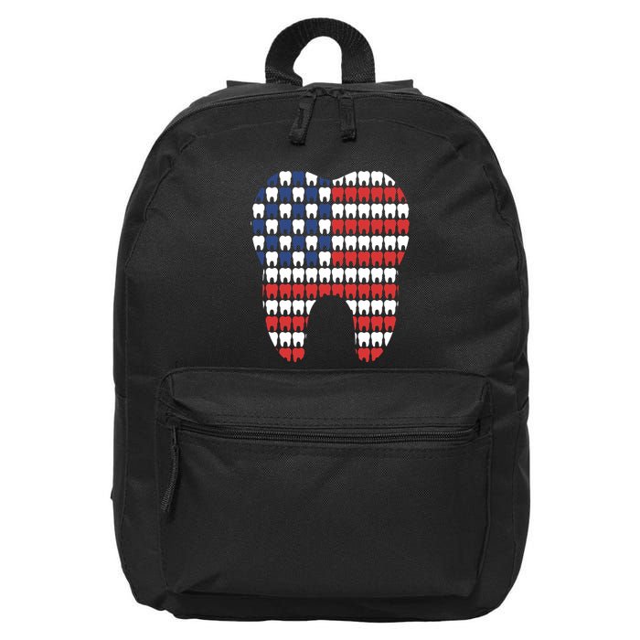 Patriotic Dentist American Flag Tooth 4th Of July Women 16 in Basic Backpack