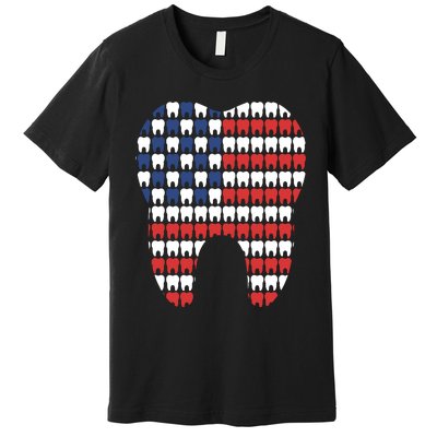 Patriotic Dentist American Flag Tooth 4th Of July Women Premium T-Shirt