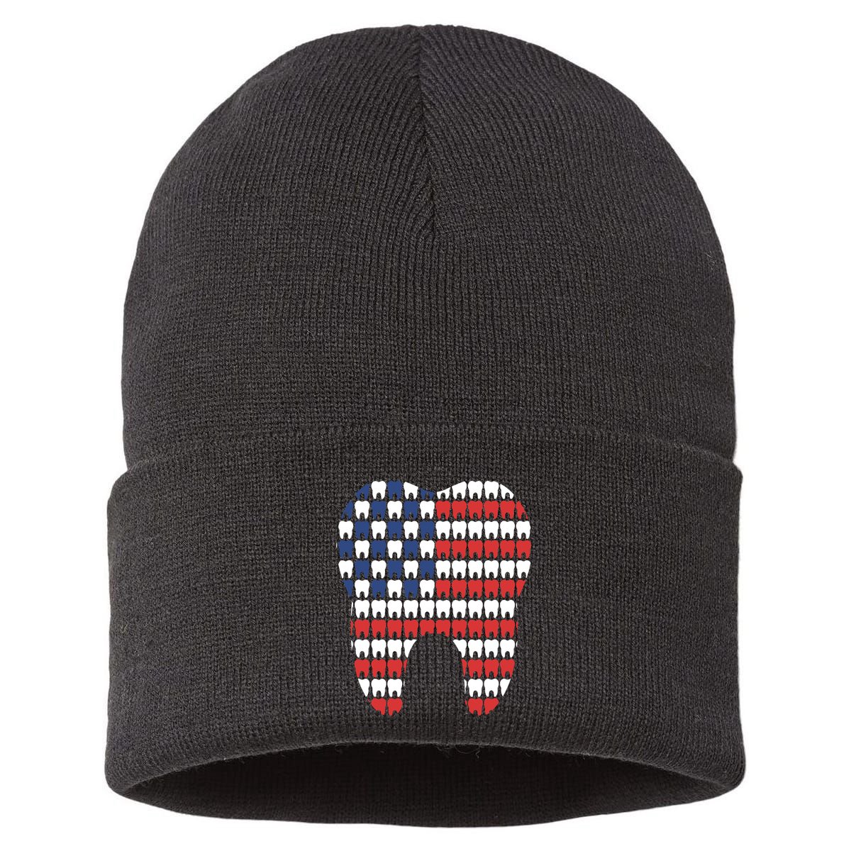 Patriotic Dentist American Flag Tooth 4th Of July Women Sustainable Knit Beanie