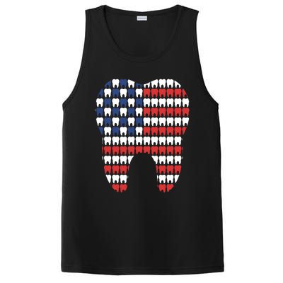 Patriotic Dentist American Flag Tooth 4th Of July Women PosiCharge Competitor Tank