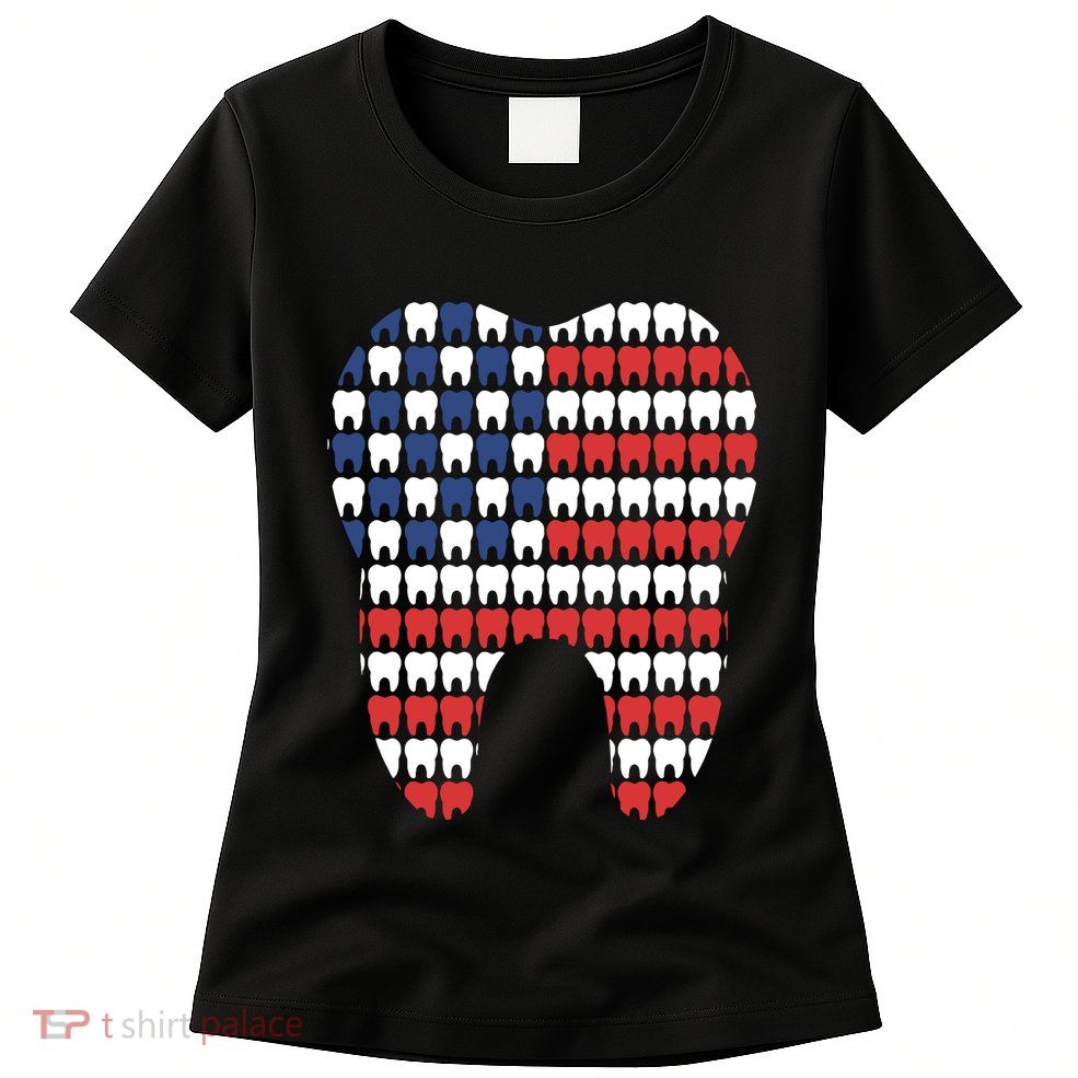 Patriotic Dentist American Flag Tooth 4th Of July Women Womens T-Shirt