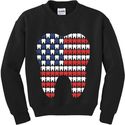 Patriotic Dentist American Flag Tooth 4th Of July Women Kids Sweatshirt