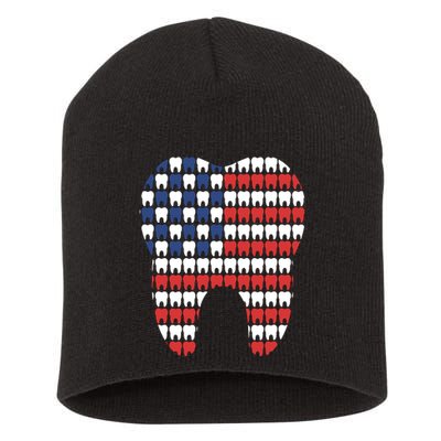 Patriotic Dentist American Flag Tooth 4th Of July Women Short Acrylic Beanie