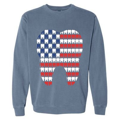 Patriotic Dentist American Flag Tooth 4th Of July Women Garment-Dyed Sweatshirt