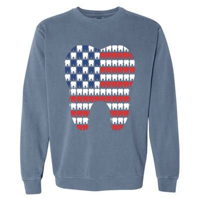 Patriotic Dentist American Flag Tooth 4th Of July Women Garment-Dyed Sweatshirt