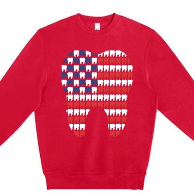 Patriotic Dentist American Flag Tooth 4th Of July Women Premium Crewneck Sweatshirt