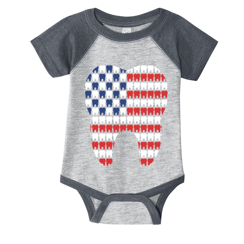 Patriotic Dentist American Flag Tooth 4th Of July Women Infant Baby Jersey Bodysuit
