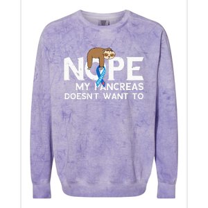 Pancreas Diabetes Awareness Sleep Sloth Pancreatic Diabetic Colorblast Crewneck Sweatshirt