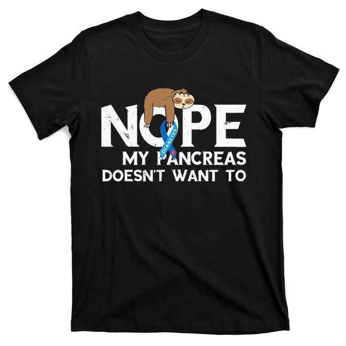 Pancreas Diabetes Awareness Sleep Sloth Pancreatic Diabetic T-Shirt