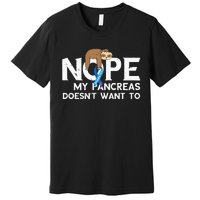 Pancreas Diabetes Awareness Sleep Sloth Pancreatic Diabetic Premium T-Shirt