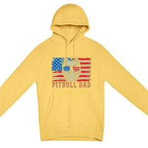 Pitbull Dad American Pit Bull Dog Us Flag 4th Of July Premium Pullover Hoodie