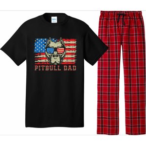 Pitbull Dad American Pit Bull Dog Us Flag 4th Of July Pajama Set