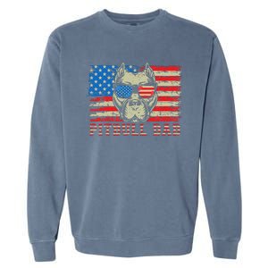 Pitbull Dad American Pit Bull Dog Us Flag 4th Of July Garment-Dyed Sweatshirt