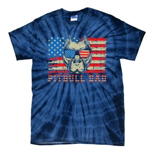 Pitbull Dad American Pit Bull Dog Us Flag 4th Of July Tie-Dye T-Shirt