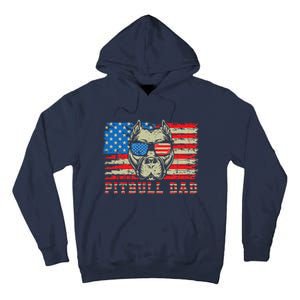 Pitbull Dad American Pit Bull Dog Us Flag 4th Of July Tall Hoodie