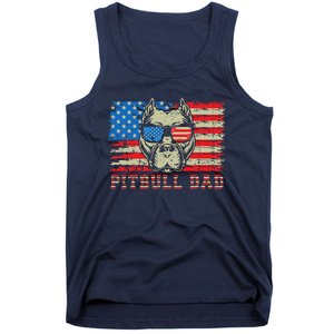 Pitbull Dad American Pit Bull Dog Us Flag 4th Of July Tank Top