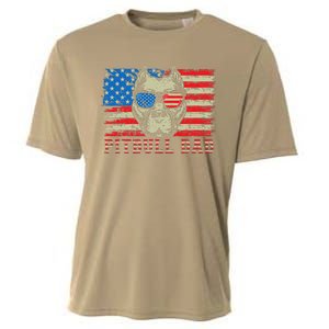 Pitbull Dad American Pit Bull Dog Us Flag 4th Of July Cooling Performance Crew T-Shirt