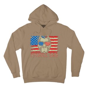 Pitbull Dad American Pit Bull Dog Us Flag 4th Of July Hoodie