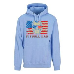 Pitbull Dad American Pit Bull Dog Us Flag 4th Of July Unisex Surf Hoodie