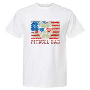 Pitbull Dad American Pit Bull Dog Us Flag 4th Of July Garment-Dyed Heavyweight T-Shirt