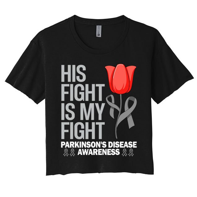 ParkinsonS Disease Awareness April Month Red Tulip Women's Crop Top Tee