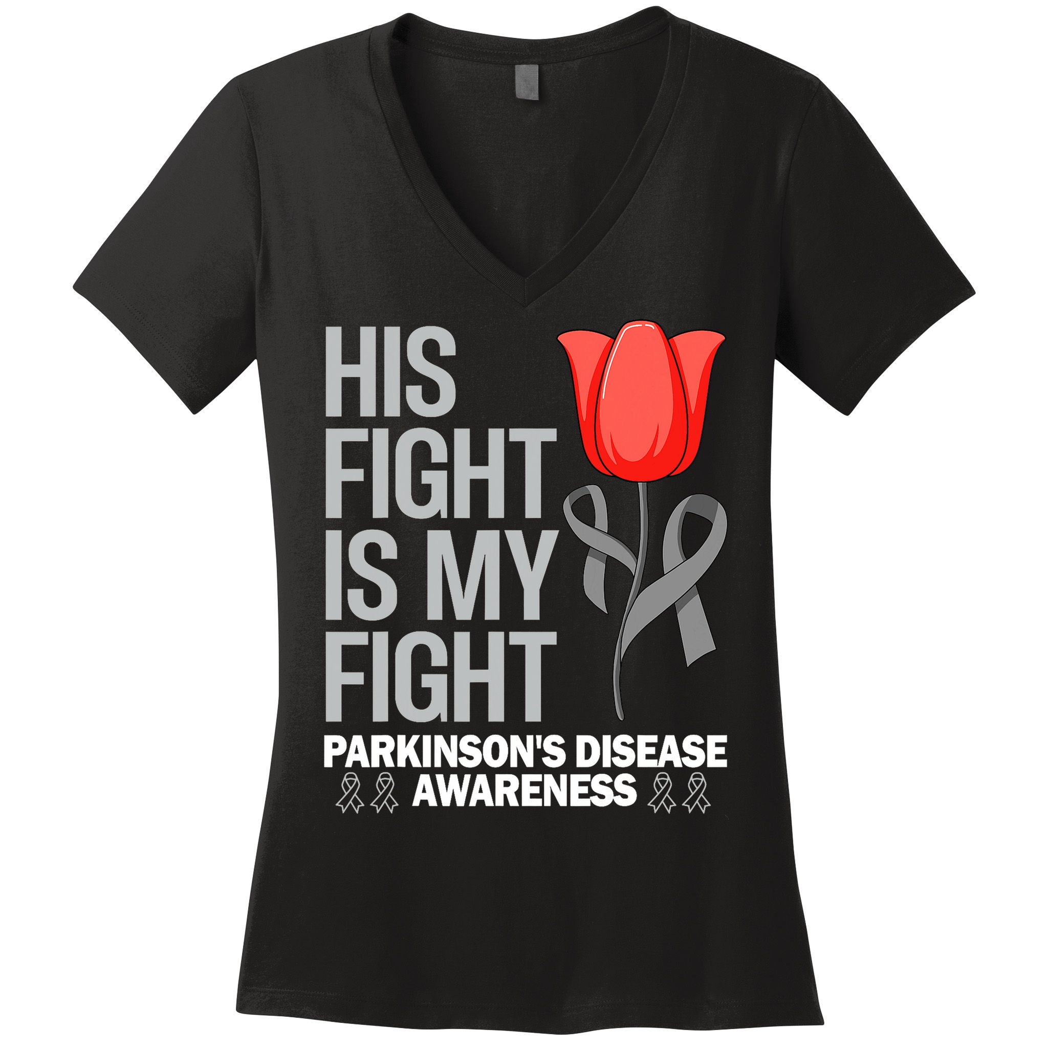 ParkinsonS Disease Awareness April Month Red Tulip Women's V-Neck T-Shirt